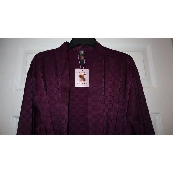 Savage X Fenty Men's Sz M Purple Logo Satin Ankle Grazing Long Robe $110+ - Picture 3 of 8